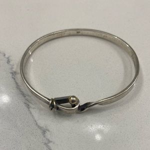 Sterling Silver and Gold Hook and Eye Bangle Bracelet